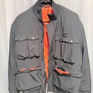 Zara Men's Black Field Jacket with Orange Lining